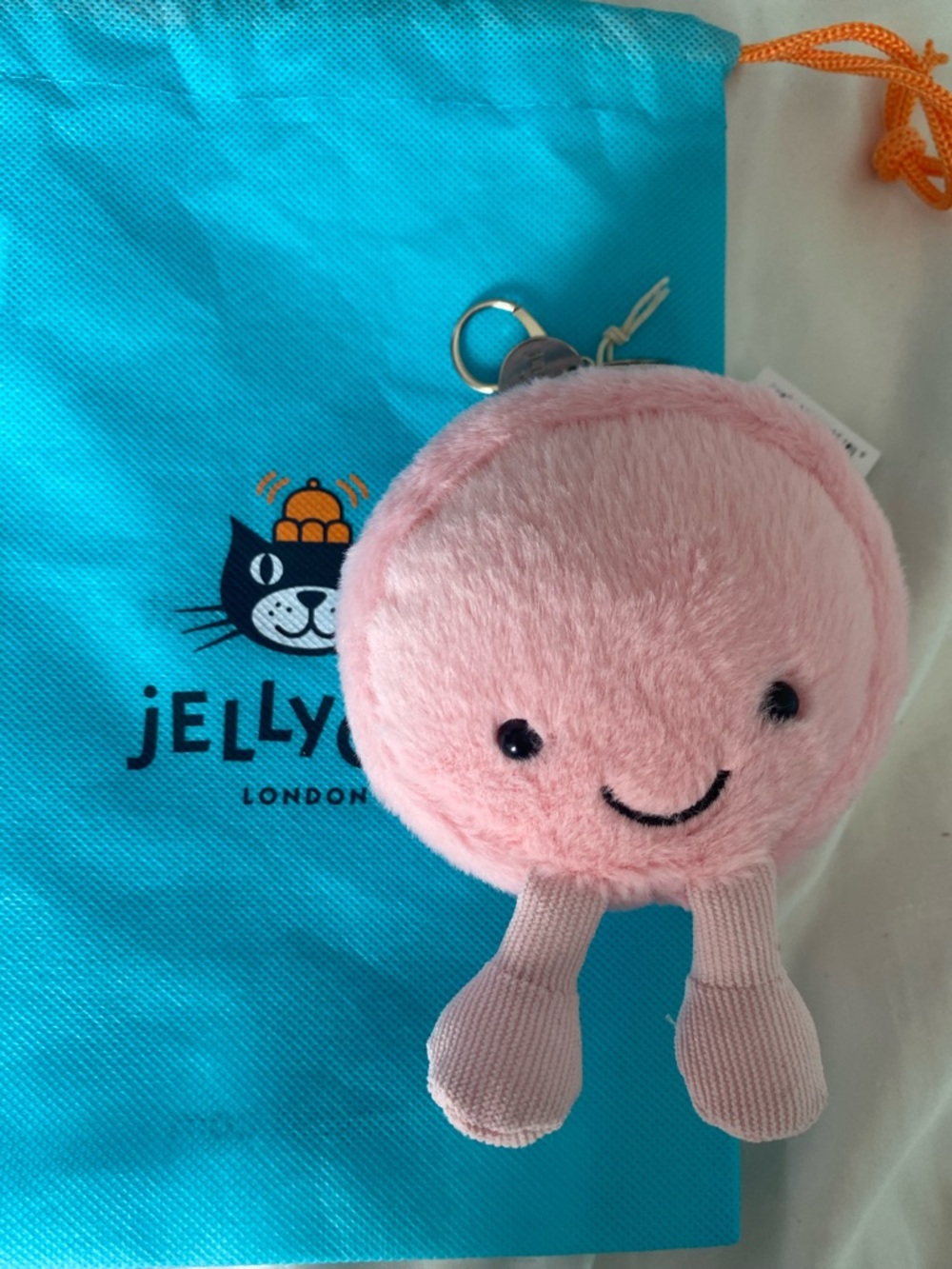 Jellycat Soft Pink Smiley Plush Keyring